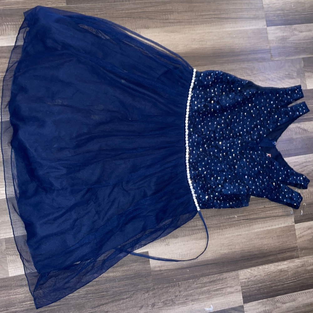navy blue dress with rhinestone